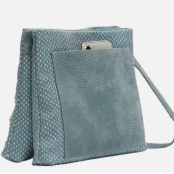 NWT Hammitt Duke Triple Compartment Crossbody Bag, Bay Blue Snake Leather - Picture 3 of 16
